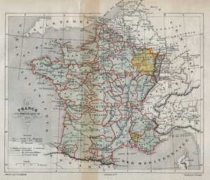 Louis XIV'in 1715'te ölümüyle ilgili Fransa haritası - Plan de La france a la mort de Louis XIV en 1715 - Victor Duruy (1811-1894) - 1882 tarafından “” Histoire de France”da gravür by French School