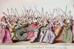 Kadınların Yürüyüşü Versailles, Paris, 5 Ekim 1789 (gravür) by French School
