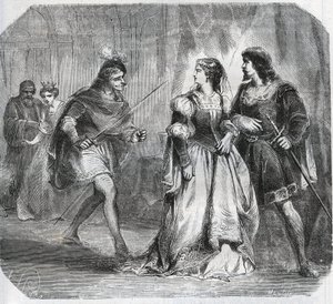 Marguerite de Baviere, Burgonya Düşesi (1363-1423) ve Baviere Kraliçesi Isabeau (Isabelle, Elisabeth) (1371-1435) Valois Louis I, Orleans Dükü (1372-1407) ve Jean Sans Ppeur, Burgonya Dükü ( 1371-1419), hükümeti için savaşan by French School