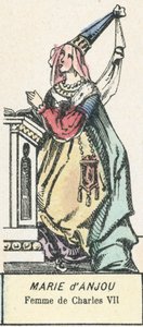 Marie d'Anjou, Charles VII'nin Karısı (renkli gravür) by French School