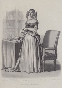 Marie de Rabutin-Chantal, Markiz de Sevigne, Fransız yazar (gravür) by French School