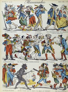 Maskeli balo: maskeli karikatür karakterleri - Epinal Resmi by French School