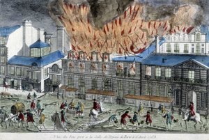 1763'te Paris operasının ateşini söndürmeye çalışan adamlar. by French School