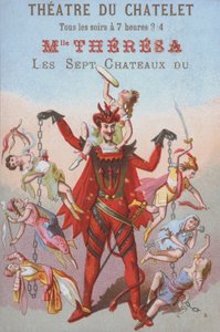 Mephistopheles zincirlerle sarkan kadın ve erkek (renkli taş) by French School