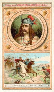 Merovech, Salian Franks kralı ve Hunların istilası, 451 (chromolitho) by French School