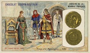 Merovenj altın triens, 486 (chromolitho) by French School