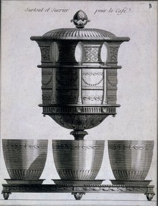 Metal işçiliği: kaşıklı ve şekerlikli kahve seti, 1780-96 by French School