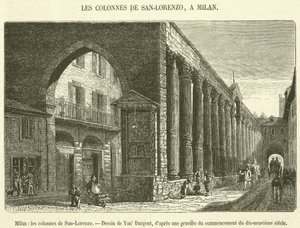 Milan, San-Lorenzo sütunları (gravür) by French School