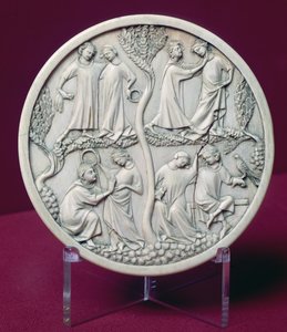 Saray sahnelerini gösteren aynalı kasa, c.1320-30 (ayrıca bkz. 170247) by French School