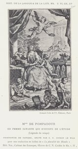 Mme De Pompadour, Çalışmayla İlgilenen Öğrenilmiş Bir Kadın Olarak, Zaman Efsanesi (litho) by French School