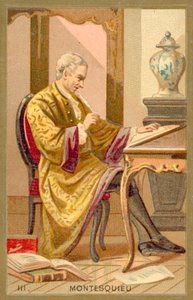 Montesquieu, Fransız siyaset filozofu ve yazar (chromolitho) by French School