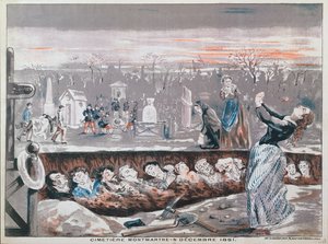 Montmartre Mezarlığı, 4 Aralık 1851 (renkli taş baskı) by French School