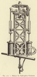 Forlanini helikopter motoru (gravür) by French School