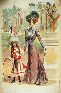 Anne ve kızı bir yürüyüşte by French School