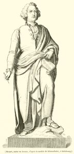 Mozart, heykel ve bronz (gravür) by French School