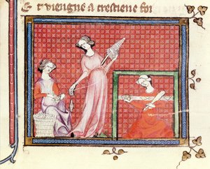 Ms 1044 fol.101 Kutsal Yazıların Hizmetkarlarıyla Dönen Güçlü Kadını, Chretien Legouais tarafından yazılan Ovide Moralise