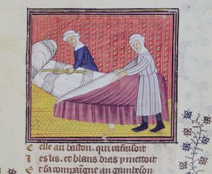 Ms 1130 fol.83r Chastity and Poverty, Guillaume de Digulleville
