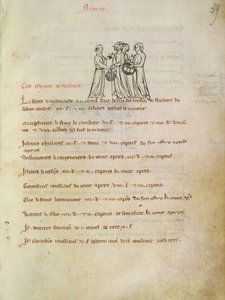 Bayan 1175 f.59r Yumurta Satın Alan Kadınlar, Vieil Rentier dAudenarde, 1291-1302 by French School