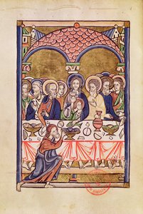 Ms 1273 fol.12v Son Akşam Yemeği, Bir Mezmurdan by French School