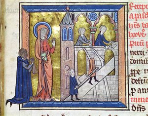 Ms 16261 f.20 Manastırın İnşaatı, Censier de lAbbaye Sainte-Genevieve