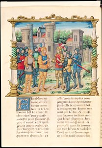 Ms 18 f.32v Louis XI ile Burgonya Dükü Cesur Charles arasındaki Conflans Antlaşması, Ekim 1465, Philippe of Commines