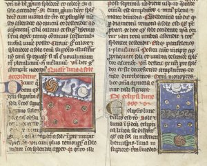 Ms 320 Fol.197r Ay tutulması ve gezegenlerin hareketleri, Thomas van Cantimpre (1201-72) tarafından yazılan 
