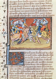 Ms 3479 t.1 fol.539 Atlar çarpıştığında, Livre de Messire Lancelot du Lac