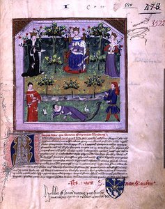 Ms 3522 fol.1 Uyuyormuş gibi yapan yazar, 1376