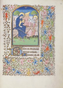 Ms 69 f.64r Kutsal Ailenin Uçuşu, Besancon Saatler Kitabından by French School