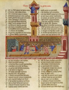 Ms 782 Truva İnşaatı, Le Roman de Troie'den Benoit de St. Marc'ın çizimi by French School