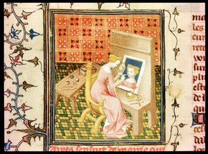 Ms Fr 124220 fol.101v St. Marcia (d.632) Bir Otoportre Boyama, De Claris Mulieribus