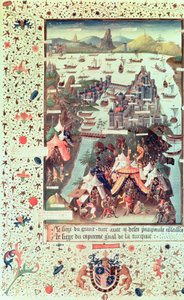 Ms Fr 9087 f.207v The Siege of Constantinople in 1453, Le Voyage dOutremer, Bertrandon de la Broquiere, c.1450-75 by French School