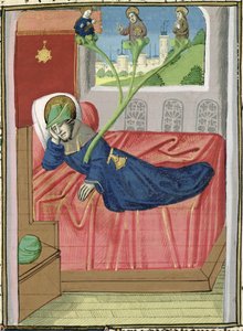 Ms H 7 fol.145r Jesse Ağacı, Jean XXII İncilinden by French School