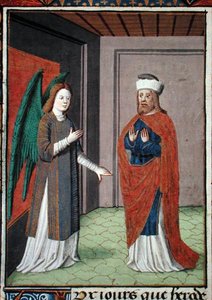 Ms Hunter 368 f.17v Angel, c.1460 (parşömen) by French School