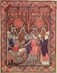 Ms Lat 10525 fol.6 Abraham tutsaklarını ve ganimetini Melchizedek