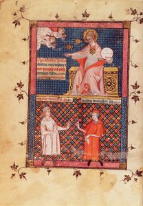 Ms Lat 14023 fol.1v Tanrı tıbbı yaratıyor ve doktorlara bilgi veriyor, İbn Sina