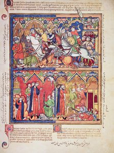 Ms M 638 fol.10r Joshua, Morgan Picture Bible, c.1244-54 by French School