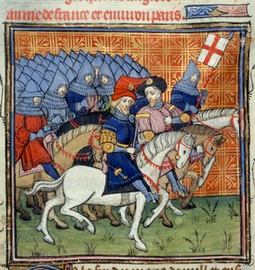 Ms Royal 20 C. VII, f.186 İngiliz ordusu, pankartlı, 