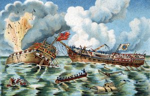 “Supervisante” ve “Quebec” arasındaki deniz muharebesi, 6 Ekim 1779, Ouessant yakınlarında. Fransız fırkateynine Kaptan Farmer