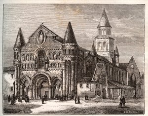 Poitiers tarafından Notre Dame (Notre-Dame) - V.A. Malt-Brown tarafından “Fransa resimli: coğrafya, tarih, istatistiksel yönetim” gravürü. 1884 by French School