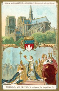 Notre Dame de Paris ve Napolyon I'in Fransa imparatoru olarak taç giyme töreni by French School