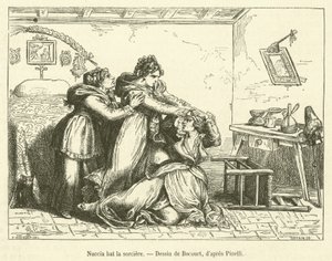 Nuccia bat la sorciere (gravür) by French School