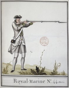 Marine Royale subayı, süngülü tüfekle, 1768 by French School