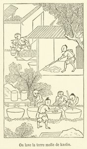 Kaolinin yumuşak kilini yıkıyoruz (gravür) by French School