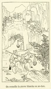 Beyaz taş veya pe-tun (gravür) topluyoruz by French School