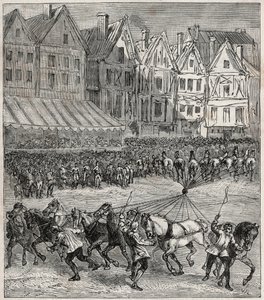 Atmosfer basıncını gösteren Otto von Guericke'nin Magdeburg yarım küre deneyi - Otto von Guericke'nin Deneyimi (Otto de Guericke by French School