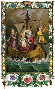 Boulogne Meryem Ana, Kutsal Bakire Meryem ve Çocuk İsa (Mesih) denizde bir teknede by French School