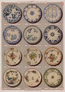 Grand Depot de Porcelaines, Faiences et Verreries kataloğundan sayfa (renkli taş) by French School