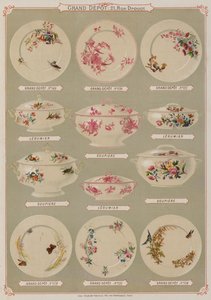 Grand Depot de Porcelaines, Faiences et Verreries kataloğundan sayfa (renkli taş) by French School