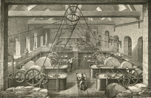Kağıt yapımı: ağartma bezi hamuru. gravür c1870. by French School